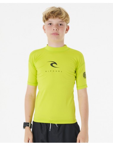 Rip Curl Corps Short Sleeve Rash Vest Boy Lime