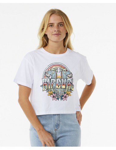 Rip Curl Block Party Crop Short Sleeve Tee White